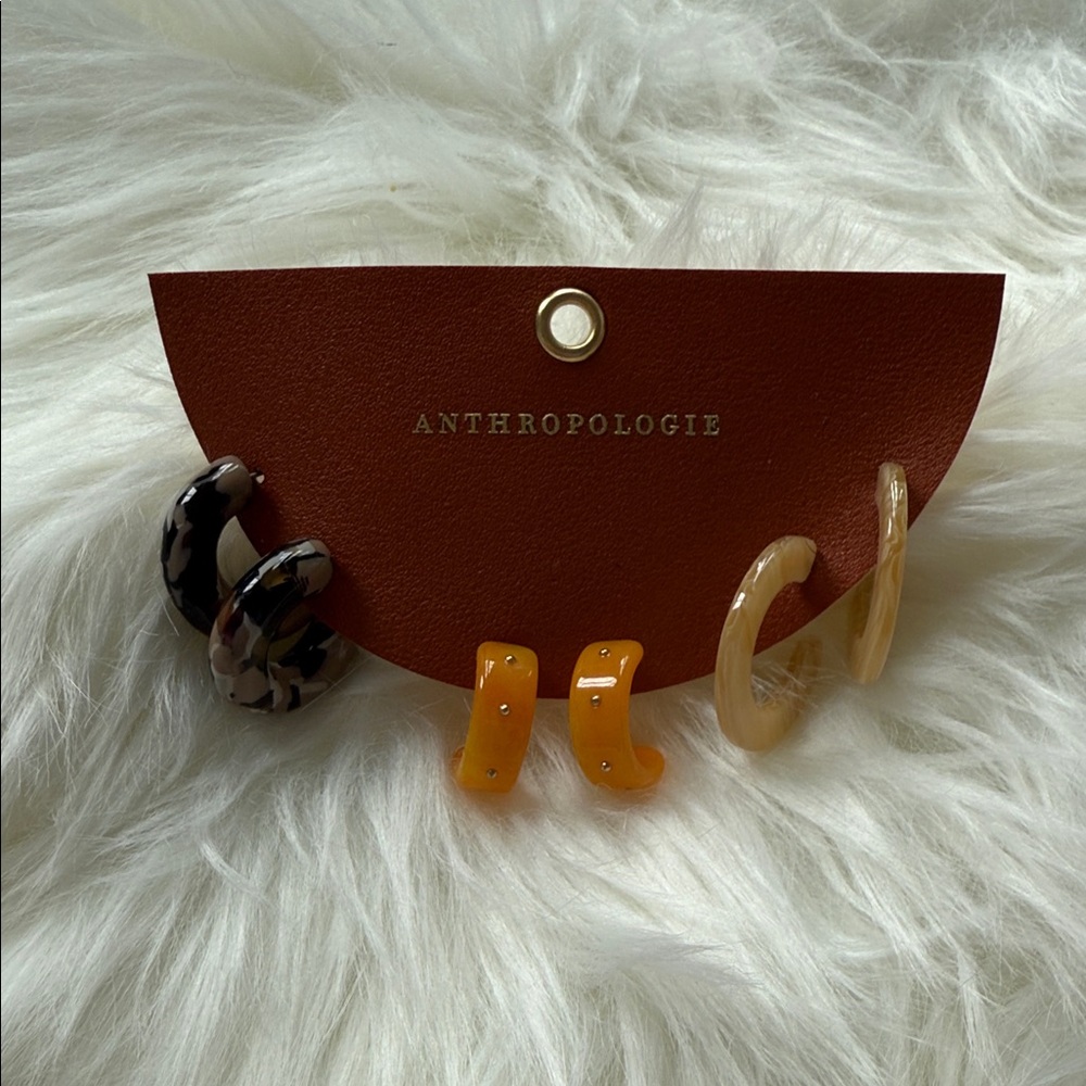 Anthropologie Tortoiseshell and Amber Hoop Earrings